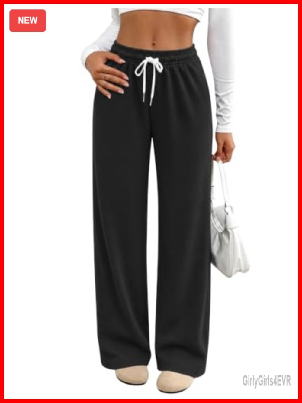 Womens Wide Leg Sweatpants High Waisted Drawstring Track Pants Pockets